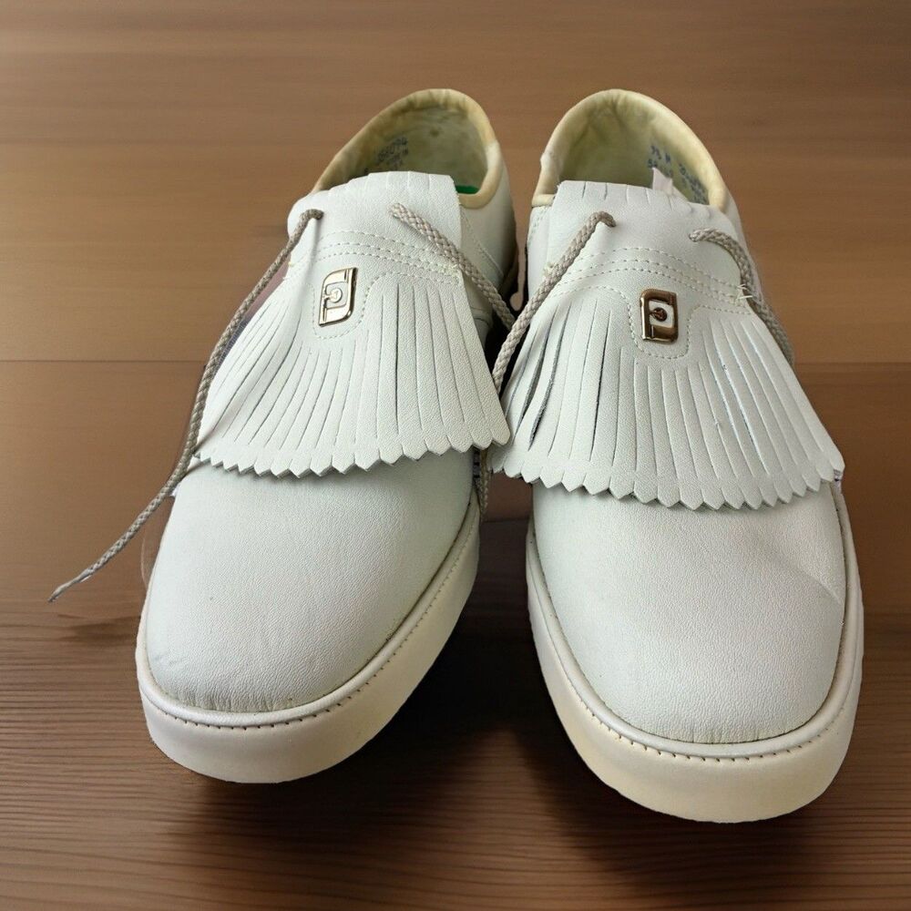 FOOTJOY Ultra-Joys White Leather Golf Shoes Men's Size 9.5 Made In USA